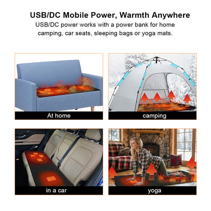 USB Heated Yoga Mat with Five Heating Zones and Adjustable Temperature