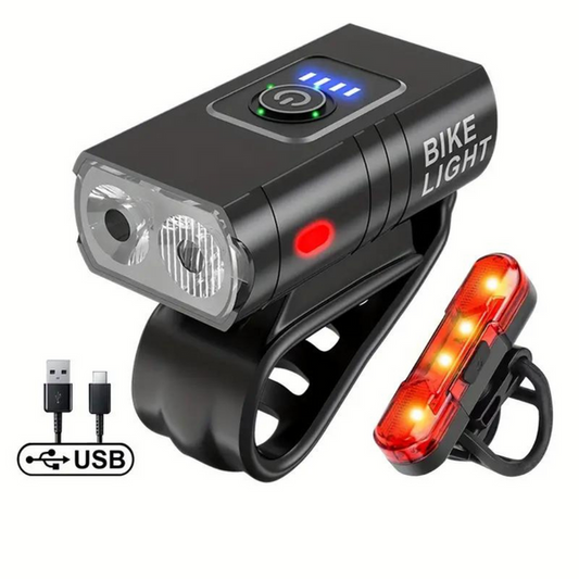 Set de luces LED para bicicleta recargables por USB, impermeables y de alta luminosidad