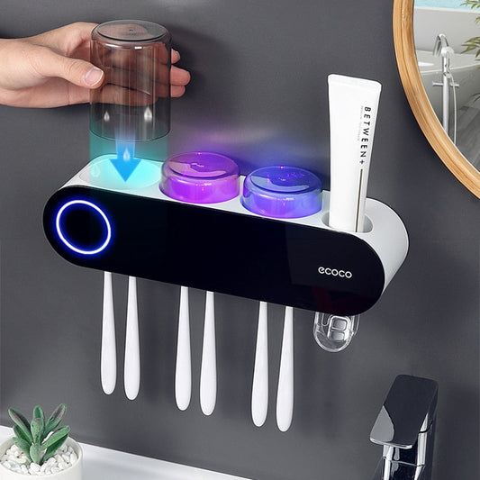 Soporte esterilizador de cepillos de dientes UV, organizador automático de montaje en pared