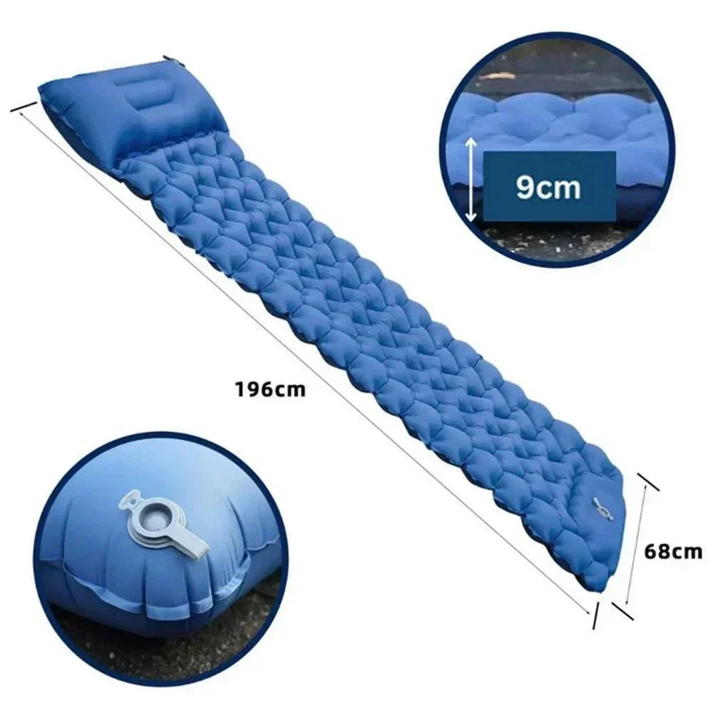 Ultralight Inflatable Camping Mattress with Built-In Foot Pump and Pillow