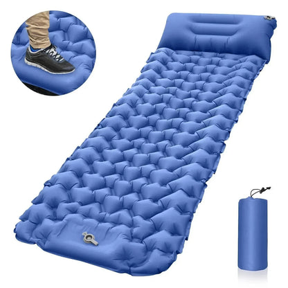 Ultralight Inflatable Camping Mattress with Built-In Foot Pump and Pillow