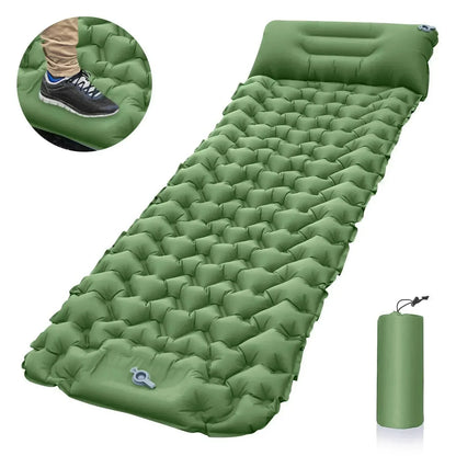 Ultralight Inflatable Camping Mattress with Built-In Foot Pump and Pillow