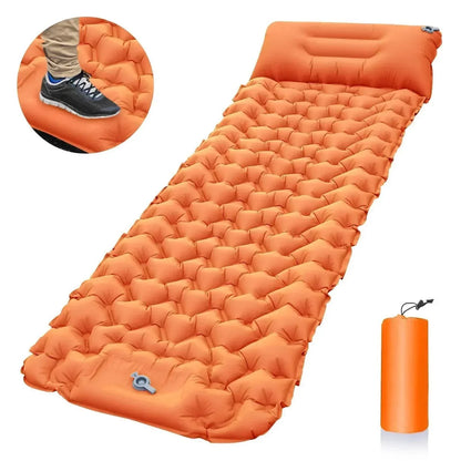 Ultralight Inflatable Camping Mattress with Built-In Foot Pump and Pillow
