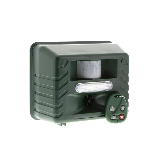 Ahuyentador ultrasónico de pájaros carpinteros con energía solar y disuasor LED