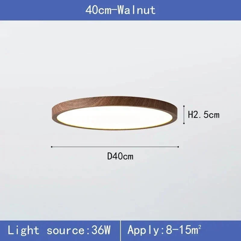 Ultrathin Circular Wooden LED Ceiling Light with 3-Colour Lighting
