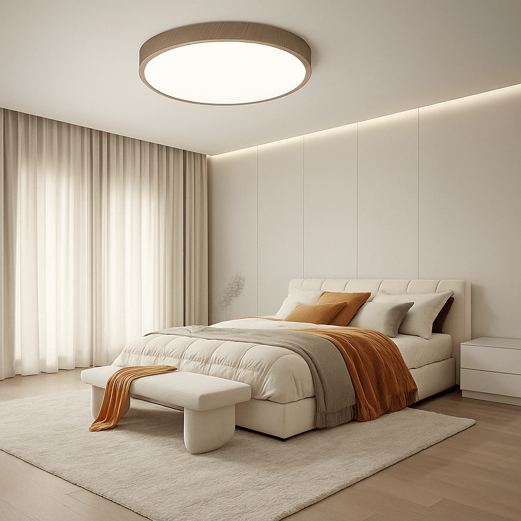 Ultrathin Circular Wooden LED Ceiling Light with 3-Colour Lighting