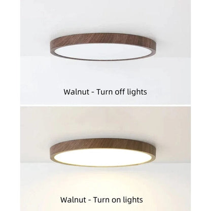 Ultrathin Circular Wooden LED Ceiling Light with 3-Colour Lighting