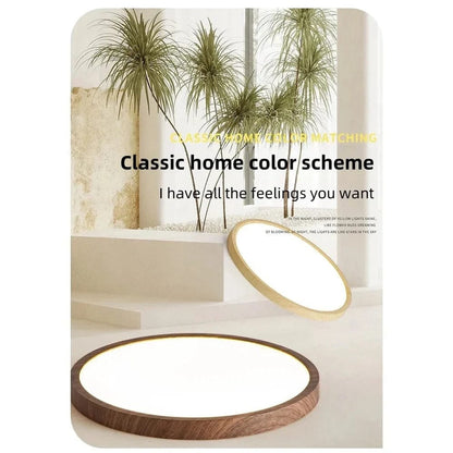 Ultrathin Circular Wooden LED Ceiling Light with 3-Colour Lighting