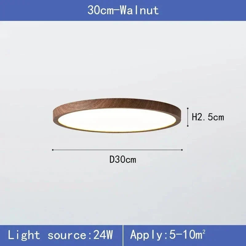 Ultrathin Circular Wooden LED Ceiling Light with 3-Colour Lighting