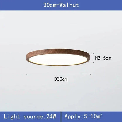 Ultrathin Circular Wooden LED Ceiling Light with 3-Colour Lighting