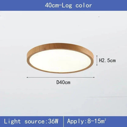 Ultrathin Circular Wooden LED Ceiling Light with 3-Colour Lighting