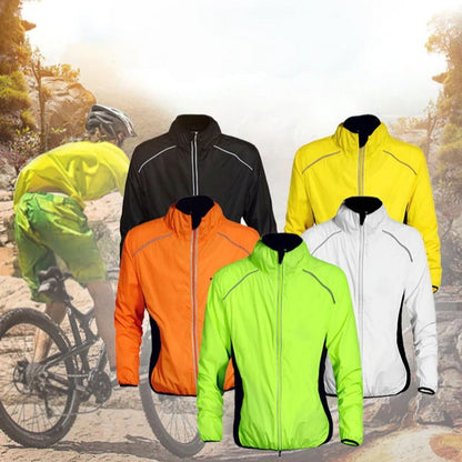 Unisex Cycling Windbreaker with Reflective Stripes and Waterproof Polyester Design