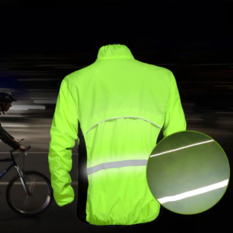 Unisex Cycling Windbreaker with Reflective Stripes and Waterproof Polyester Design