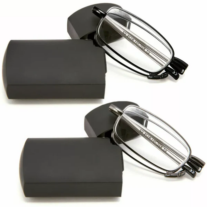 Unisex Folding Reading Glasses with Protective Case and Adjustable Frame