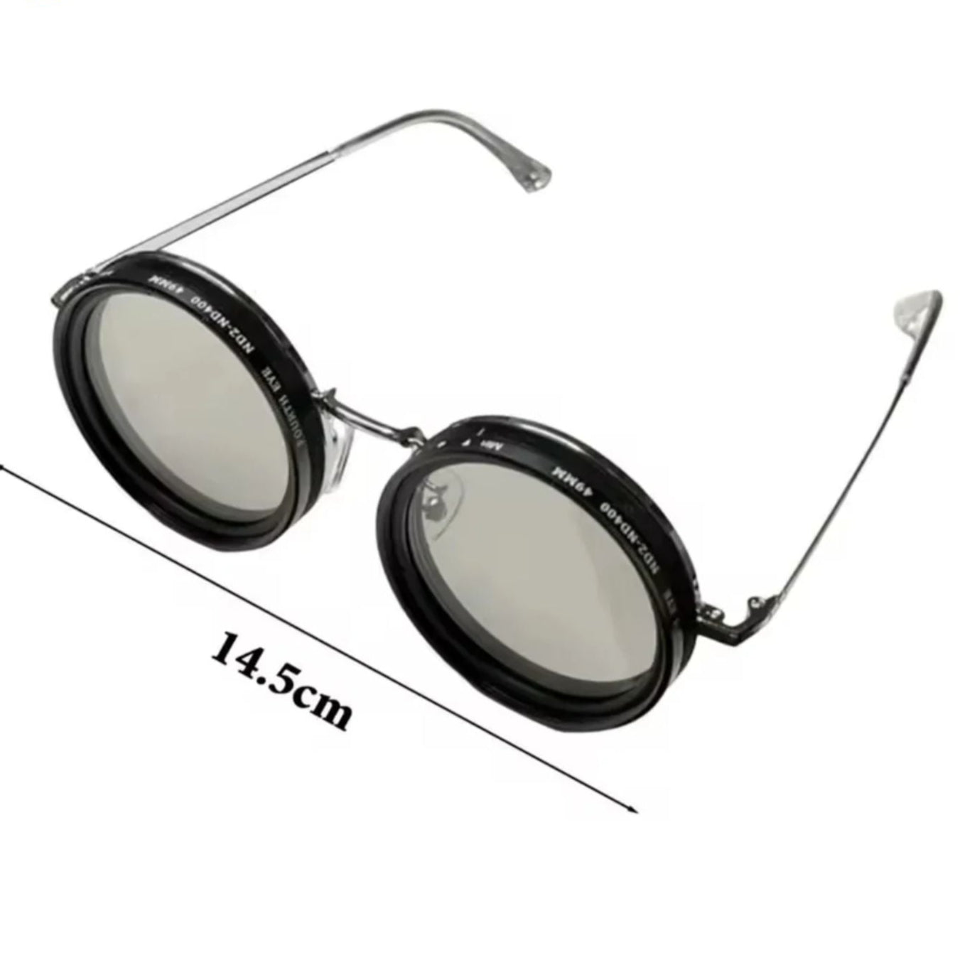 Unisex Polarized Round Sunglasses with Adjustable Light Filter and Metal Frame