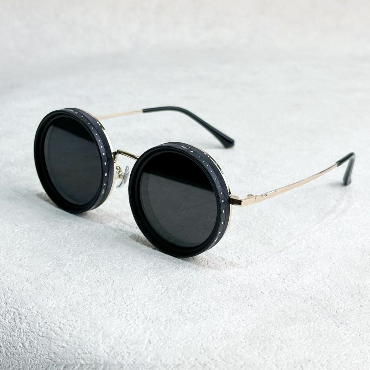 Unisex Polarized Round Sunglasses with Adjustable Light Filter and Metal Frame