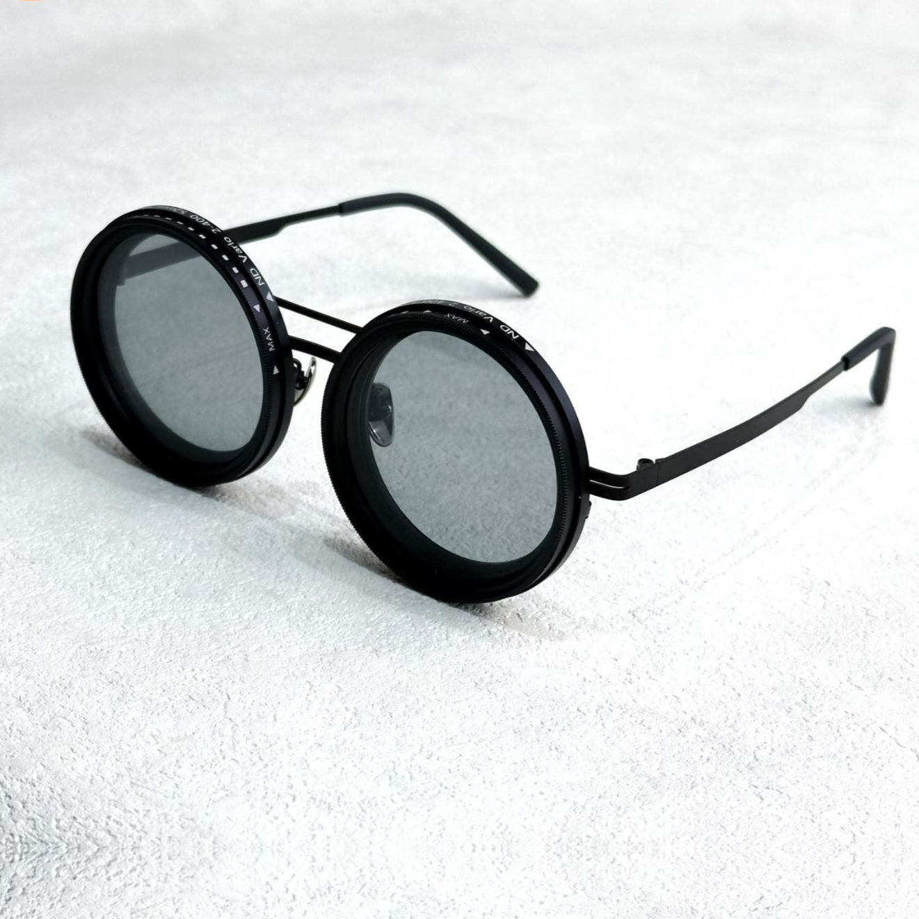 Unisex Polarized Round Sunglasses with Adjustable Light Filter and Metal Frame