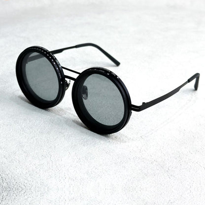 Unisex Polarized Round Sunglasses with Adjustable Light Filter and Metal Frame