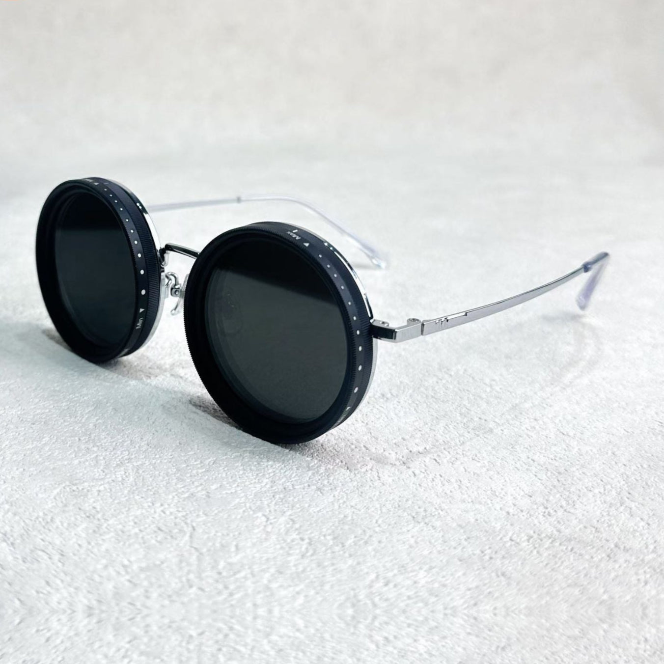 Unisex Polarized Round Sunglasses with Adjustable Light Filter and Metal Frame