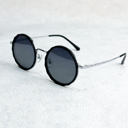 Unisex Polarized Round Sunglasses with Adjustable Light Filter and Metal Frame