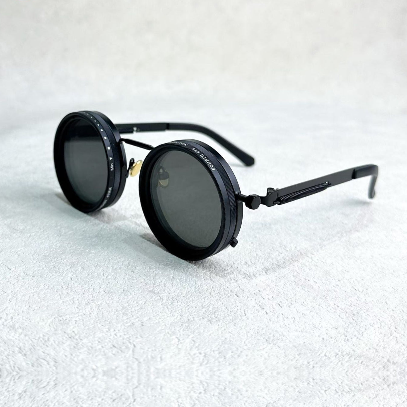 Unisex Polarized Round Sunglasses with Adjustable Light Filter and Metal Frame