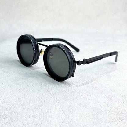 Unisex Polarized Round Sunglasses with Adjustable Light Filter and Metal Frame