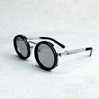 Unisex Polarized Round Sunglasses with Adjustable Light Filter and Metal Frame