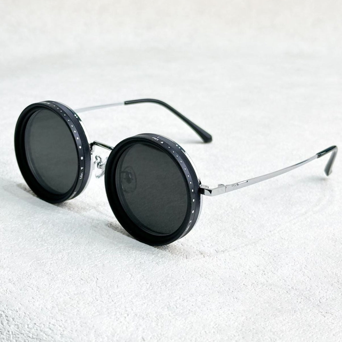 Unisex Polarized Round Sunglasses with Adjustable Light Filter and Metal Frame