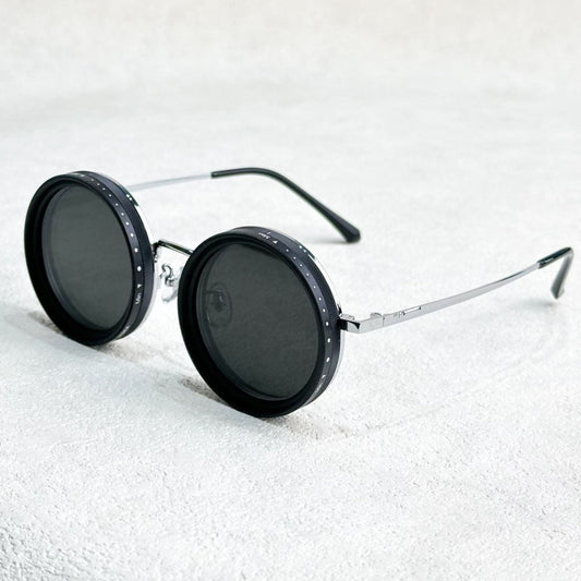 Gafas de sol redondas polarizadas unisex con filtro de luz ajustable y montura metálica