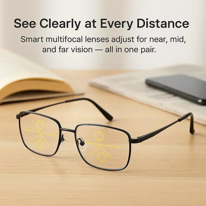 Unisex Progressive Multifocal Reading Glasses with Blue Light and Scratch-Resistant Lenses
