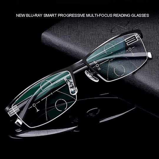 Unisex Progressive Multifocal Reading Glasses with Blue Light and Scratch-Resistant Lenses