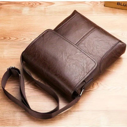 Vintage Luxe PU Leather Crossbody Messenger Bag for Men