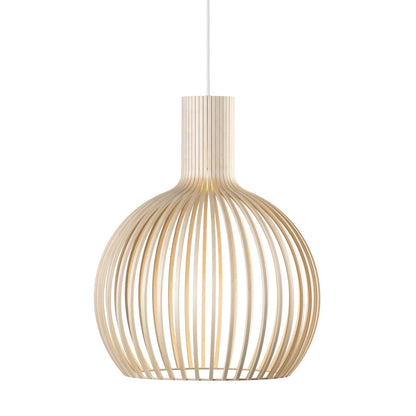 Vintage Wooden Pendant Lamp with Adjustable Height and LED Lighting
