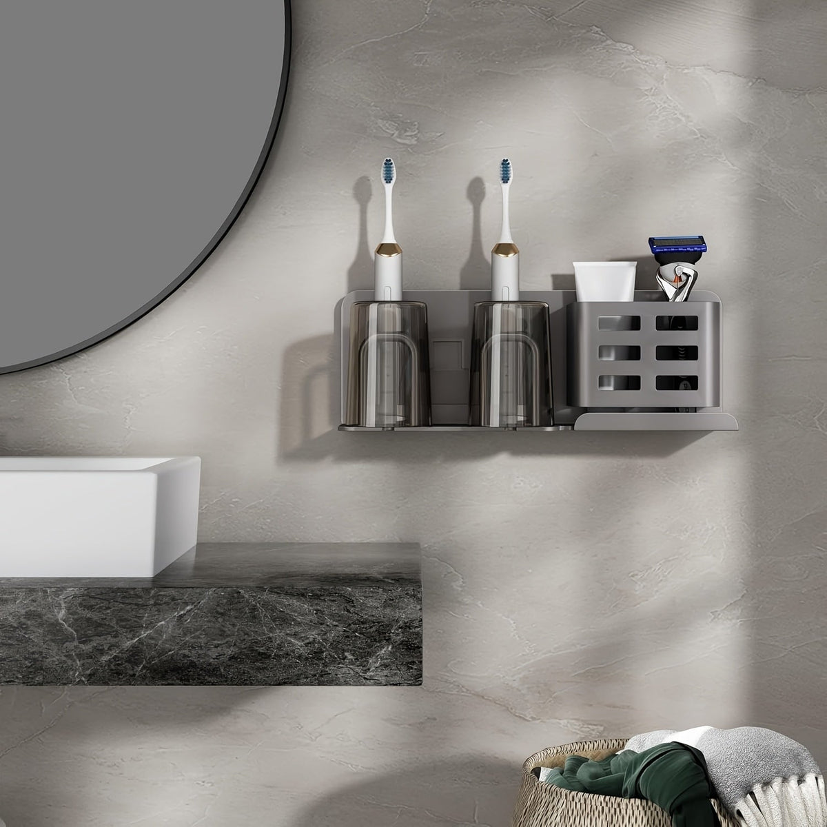 Wall Mounted Aluminum Electric Toothbrush Holder with Drainage Holes