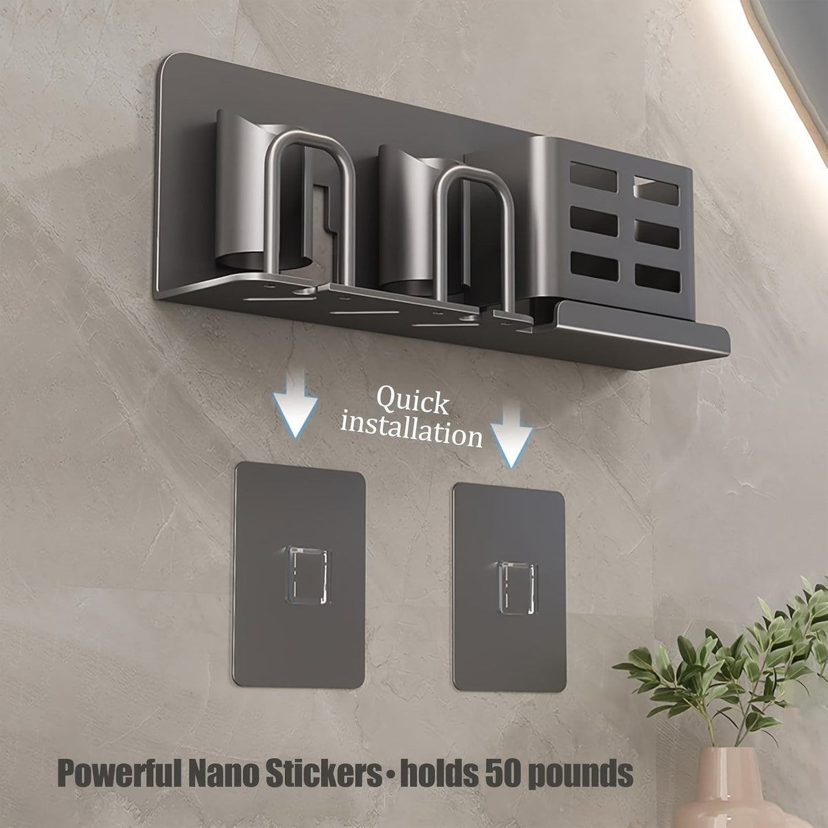 Wall Mounted Aluminum Electric Toothbrush Holder with Drainage Holes
