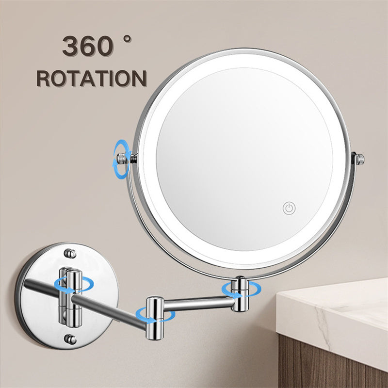 Wall Mounted Rechargeable LED Shaving Mirror with 1X/10X Magnification