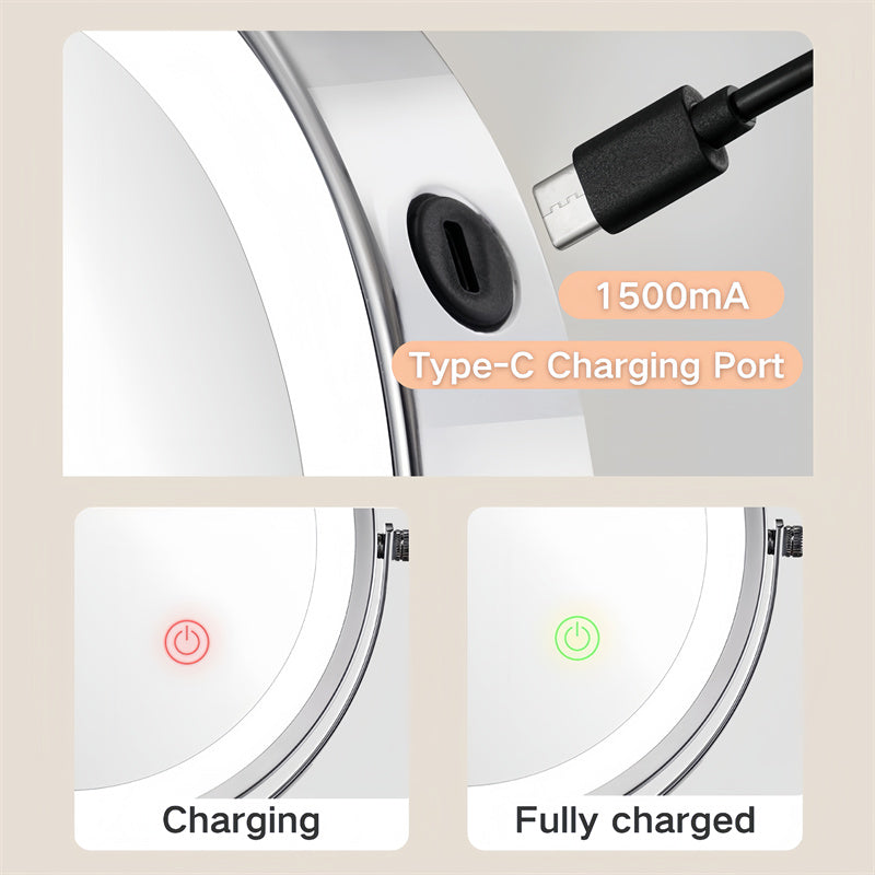 Wall Mounted Rechargeable LED Shaving Mirror with 1X/10X Magnification