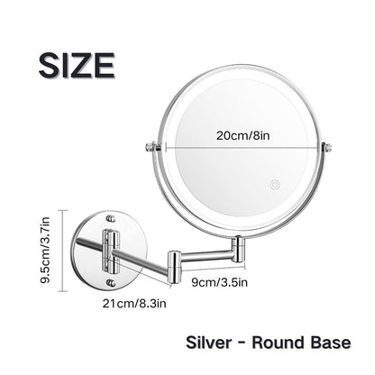 Wall Mounted Rechargeable LED Shaving Mirror with 1X/10X Magnification