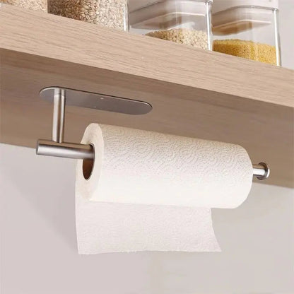 Wall-Mounted Stainless Steel Paper Towel Holder No-Drill Kitchen Roll Organiser
