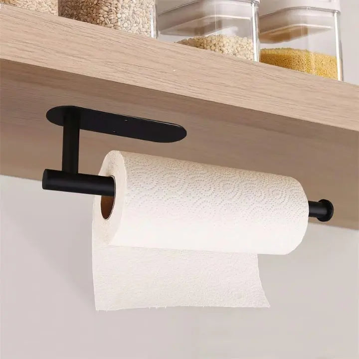 Wall-Mounted Stainless Steel Paper Towel Holder No-Drill Kitchen Roll Organiser