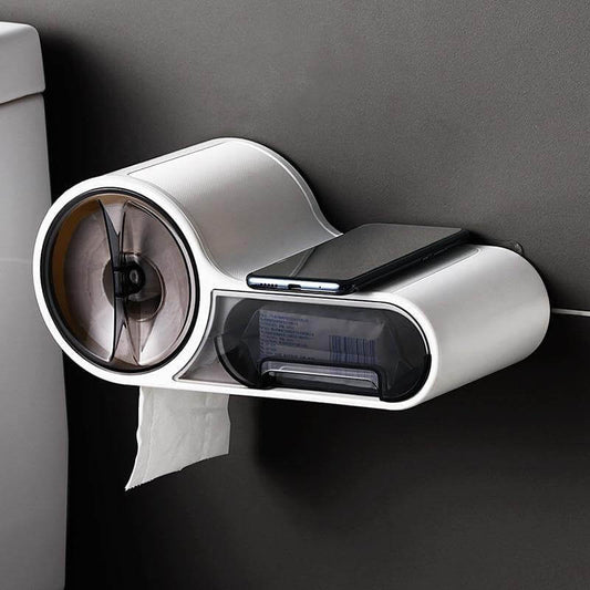 Portarrollos de papel higiénico de pared con diseño moderno que ahorra espacio