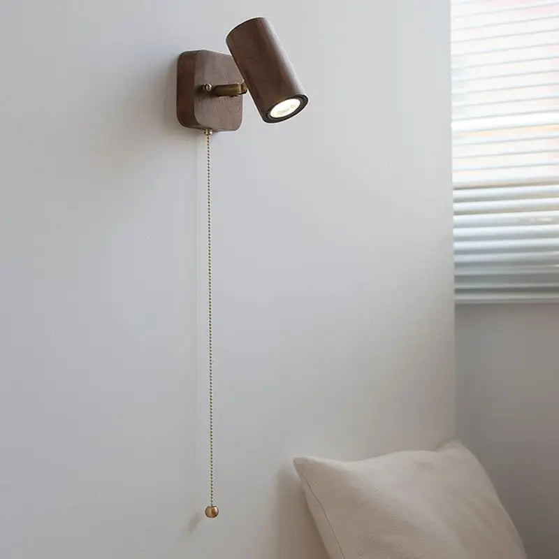 Walnut Wood Adjustable E27 Wall Spotlight