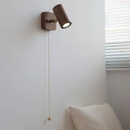 Walnut Wood Adjustable E27 Wall Spotlight