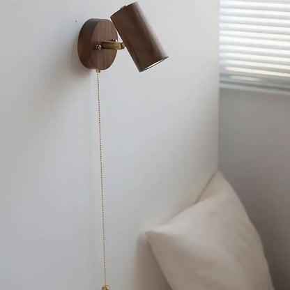 Walnut Wood Adjustable E27 Wall Spotlight
