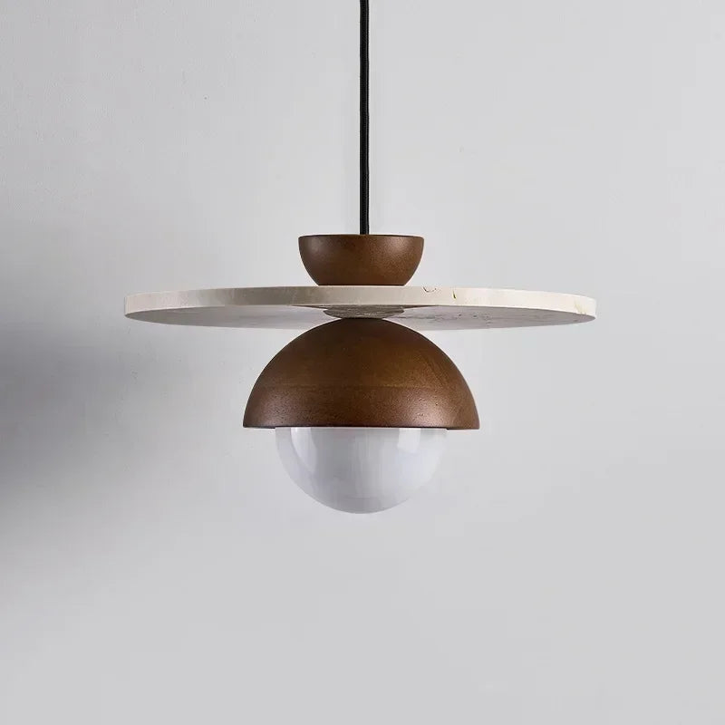 Walnut and Stone LED Pendant Light