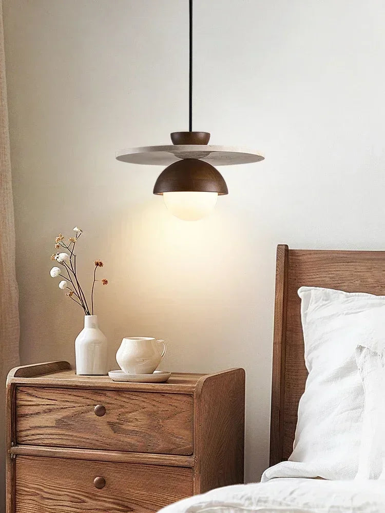 Walnut and Stone LED Pendant Light