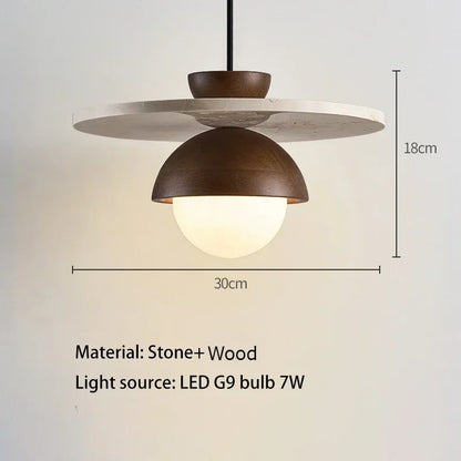 Walnut and Stone LED Pendant Light