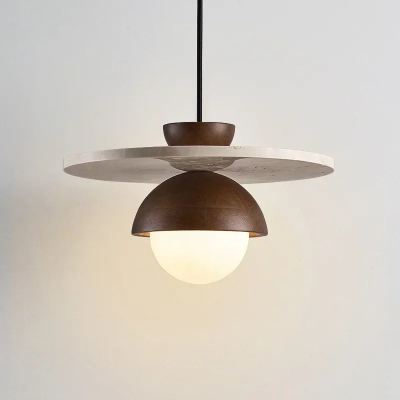Walnut and Stone LED Pendant Light