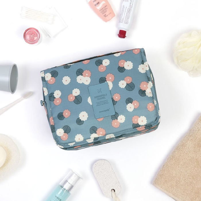Water-Repellent Travel Cosmetic and Toiletry Bag with Hanging Hook