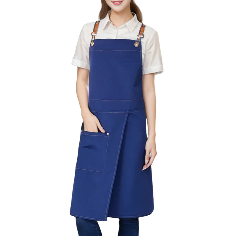 Waterproof Canvas Apron with Split Skirt and Multiple Pockets